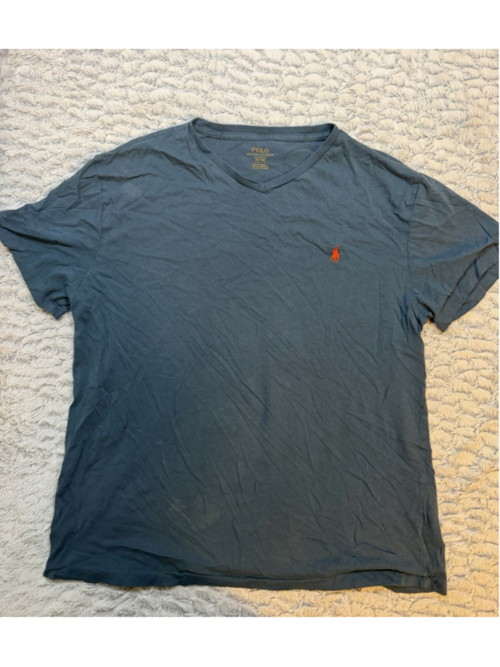 Polo Ralph Lauren Men's Blue Logo Solid V-Neck Short Sleeve T-Shirt M
